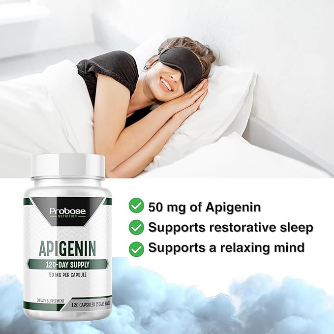Ultimate Apigenin Capsules 50mg - Non-GMO, Vegan, Gluten Free - 4 Month Supply - Herbal Relaxation Support Formula