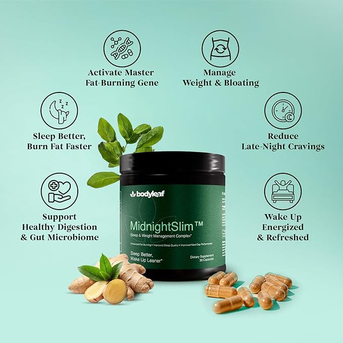 MidnightSlim™ | Nighttime Fat Burner for Weight Loss, Deep Sleep & Gut Health | Bloating, Metabolism & Belly Fat Support | Probiotics, Paradoxine®, GABA | 30 Capsules