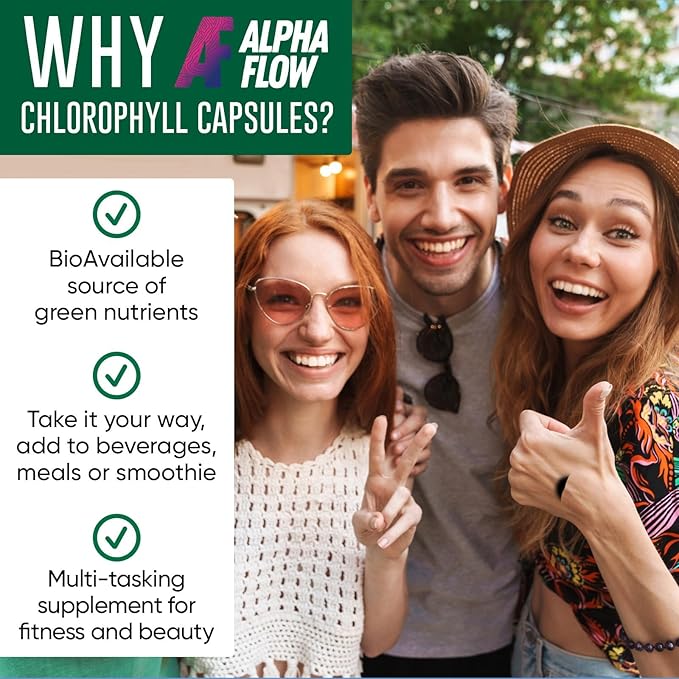 Chlorophyll Capsules 600 mg - Natural Chlorophyll Pills for Women & Men - Highly BioAvailable Chlorophyll Supplement for Energy, Immunity, Skin + Internal Deodorant
