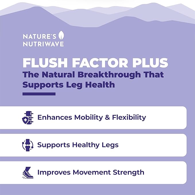 Flush Factor Plus - Original Formulated FlushFactorPlus for Leg Comfort, 100% Natural Ingredients, Made in USA, No Stimulants | 30 Capsules, 3 Month Supply