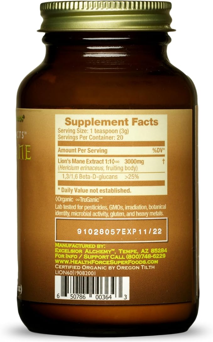 HealthForce SuperFoods Integrity Extracts Lion's Mane - Powder - 60 Grams