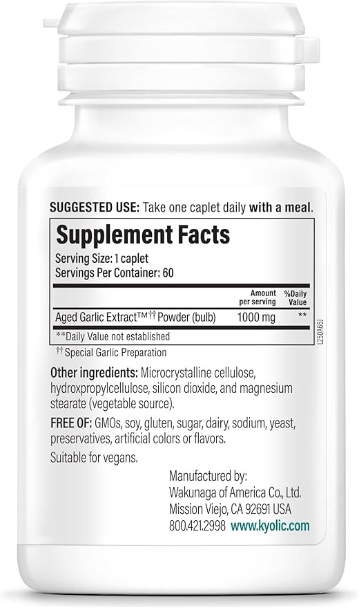 Kyolic Aged Garlic Extract Formula 250, Cardiovascular Health, One Per Day, 60 Vegan Capsules (Packaging May Vary)