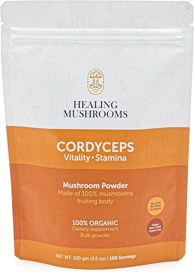 Real Mushrooms Organic CORDYCEPS Mushroom Pure Powder - for Peak Performance, Energy & Immune Support