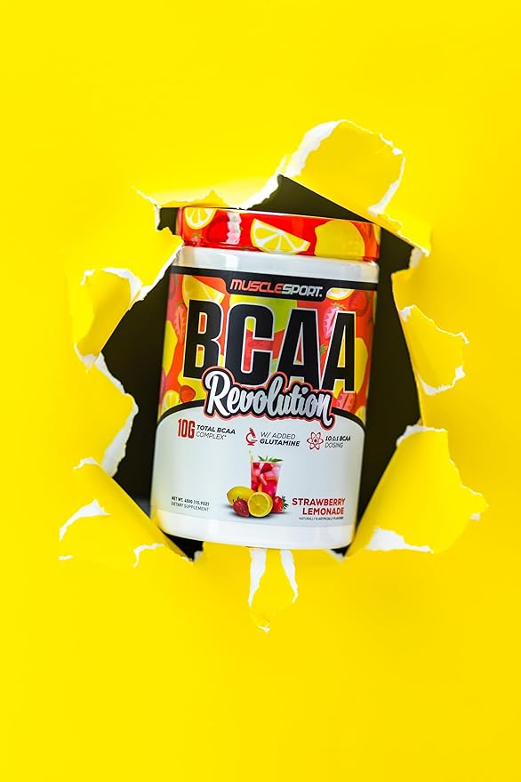 Musclesport BCAA Revolution Amino Acid Powder Supplement for Men & Women - Intra Workout Training Complex - Recovery Supplemen (Strawberry Lemonade, 30 Servings)