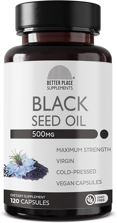Black Seed Oil Capsules | (Non-GMO & Vegan) Cold-Pressed Nigella Sativa Producing Pure Black Cumin Seed Oil | Super Antioxidant for Digestion,Joints, Hair & Skin |500mg Each