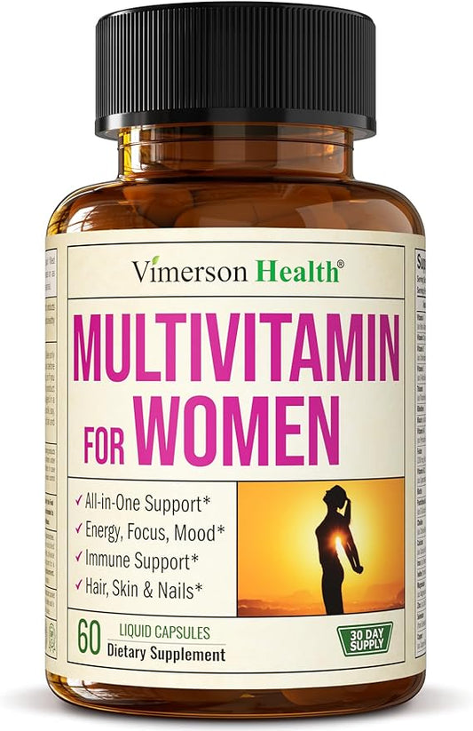 Multivitamin for Women - Daily Womens Multivitamin & Multimineral with Vitamin A, C, D, E, B12, Zinc, Iron. Essential Vitamins for Women for Energy, Focus, Hair Growth & Overall Health. 60 Liquid Caps