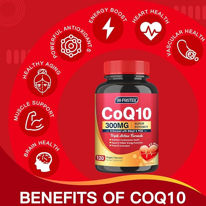 CoQ10 300mg with PQQ & Shilajit - Powerful Antioxidant for Heart & Brain Health and Energy Production - High Absorption with Bioperine Coenzyme Q10 Supplements - 120 Capsules