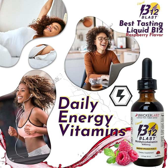 B12 Blast Methylcobalamin 5000mcg, Great Tasting Sublingual Liquid Energy Vitamins -Vegan B12 Vitamins, Sustained Energy and Cellular Health Supplement - 59-Day Servings