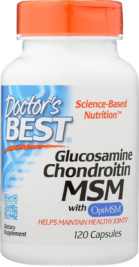 Doctors Best Glucosamine Chondroitin MSM with OptiMSM, Non-GMO, Vegan, 120 Capsule (Pack of 1)