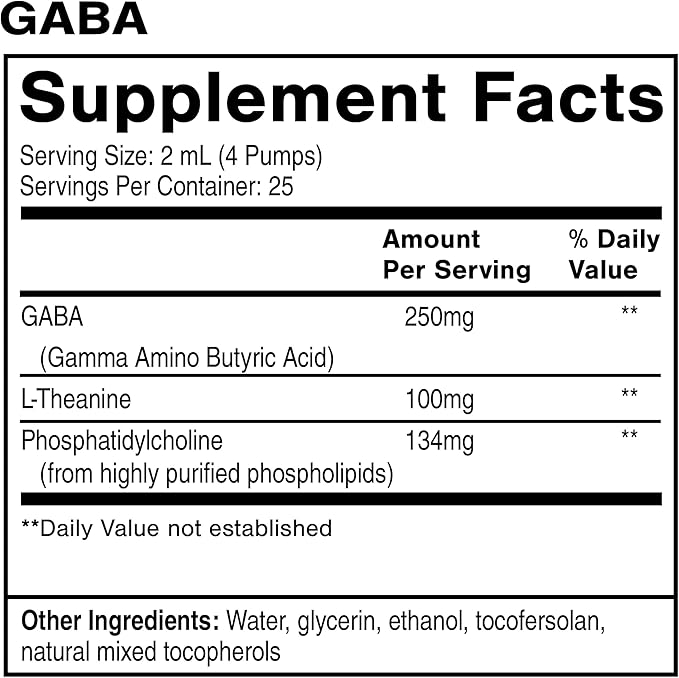 Quicksilver Scientific Liposomal GABA + L Theanine - Calm, Stress Response & Brain Support - Bioavailable GABA Supplement with L Theanine 100mg (1.7oz/50ml)