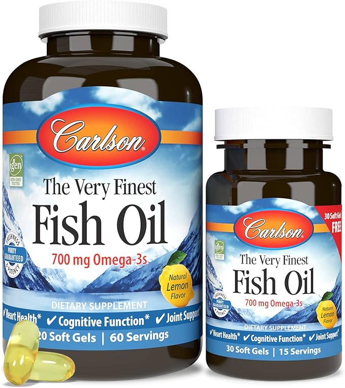 Carlson - The Very Finest Fish Oil, 700 mg Omega-3s, Norwegian, Sustainably Sourced, Lemon, 150 Count