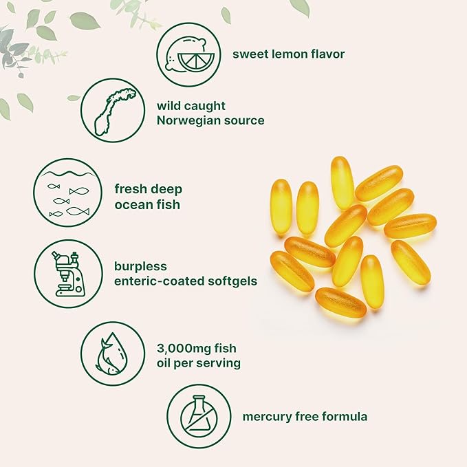 Micro Ingredients Omega 3 Fish Oil Supplements 3,000mg Per Serving, 240 Softgels | Lemon Flavored – Burpless | EPA 540mg + DHA 360mg | Heart & Brain Support | Deep Sea Fish