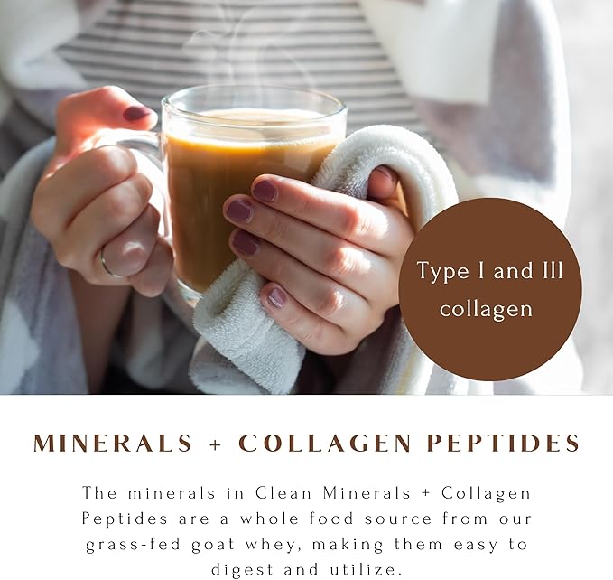Clean Minerals with Collagen Peptides | Healthy Hot Cocoa with Minerals from Goat Milk Whey and Grass-Fed Type I and III Collagen Peptides for 10 g Protein | 35 Servings - 3.3 Pounds