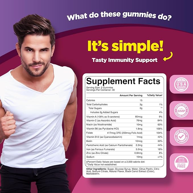 Natural Multivitamin Iron Gummies for Adults - Adult Gummy Vitamins with Iron and Energy Boost B Complex Vitamins - Gummy Supplement and Mental Clarity Focus Multivitamin