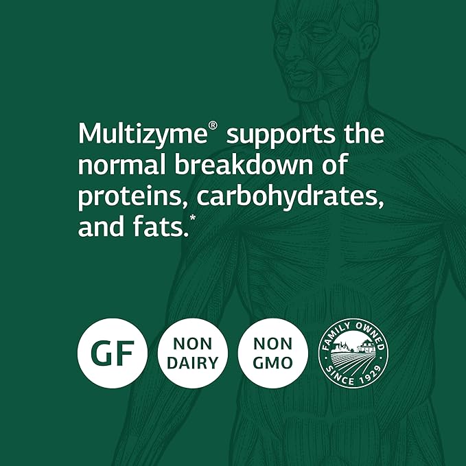 Standard Process Inc. Multizyme - Whole Food Pancreas Support, Pancreatin Digestive Enzymes, Digestive Health and Pancreatic Enzymes with Cellulase, Papain, Amylase, Lipase and More - 150 Capsules