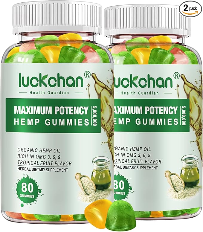 Hemp Gummies for Sleep, Pain, Relax, Calm - High Potency Hemp Oil Infused Gummy Bears -Fruity Flavors - 100% Natural Omega Hemp Edibles (2 Pack)