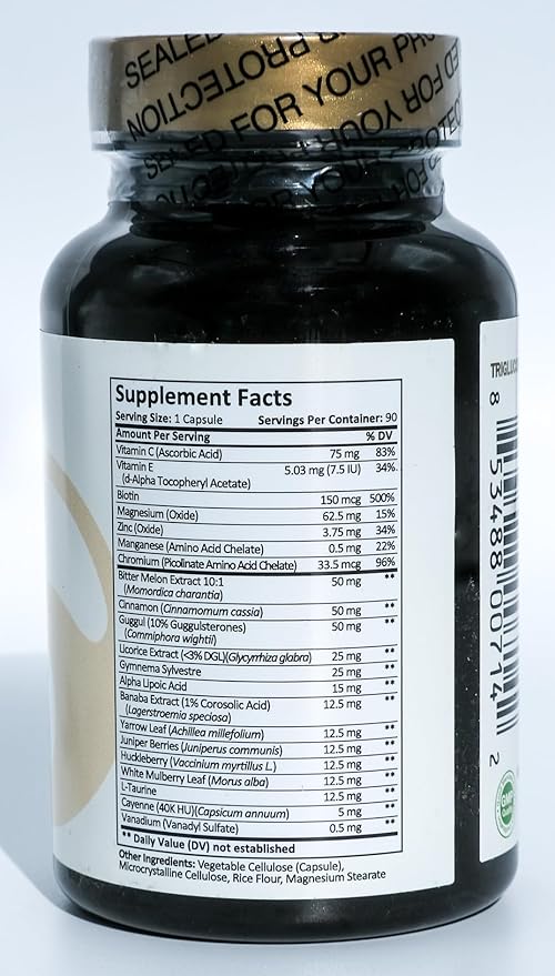 Supplement: Vanadium, Chromium, Gymnema Sylvestre, Alpha Lipoic Acid, Cinnamon, and More | 90 Veg Caps