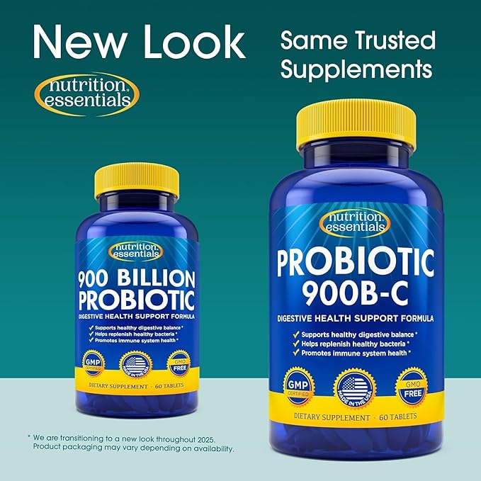 Probiotics for Women and Men - with Natural Lactase Enzyme & Prebiotic Fiber for Digestive Health - 80%+ Stronger Supplement for Gut Health Support - Vegan Raw Probiotic Formula, 3 Count of 60 Tablets