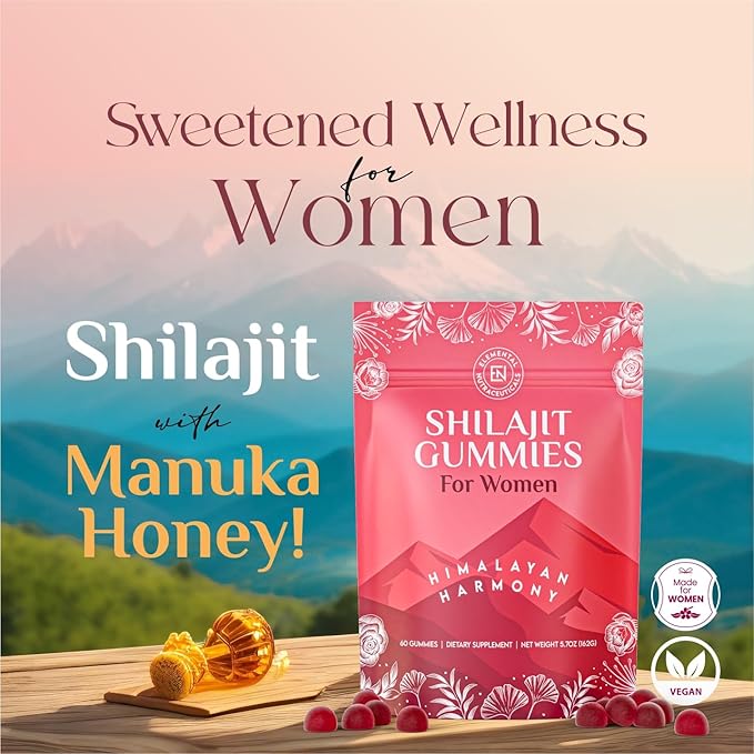 Shilajit Gummies for Women with Manuka Honey Supplement - Pure Himalayan Haramony | Rich in Fulvic Acid & Antioxidants for Energy | Vegan & All Natural | Made in USA | 60 Count