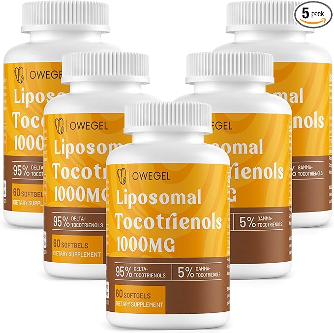 Liposomal Tocotrienols 1000mg - High Bioavailability Vitamin E Tocotrienols Supplements,95% Delta & 5% Gamma Tocotrienol Capsules Support Skin,Bone,Antioxidant,300 Softgels