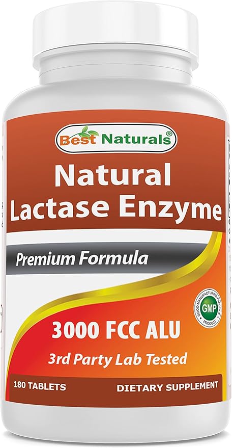 Best Naturals, Fast Acting Lactase Enzyme, 3000 FCC ALU, 180 Tablets (180 Count (Pack of 3))