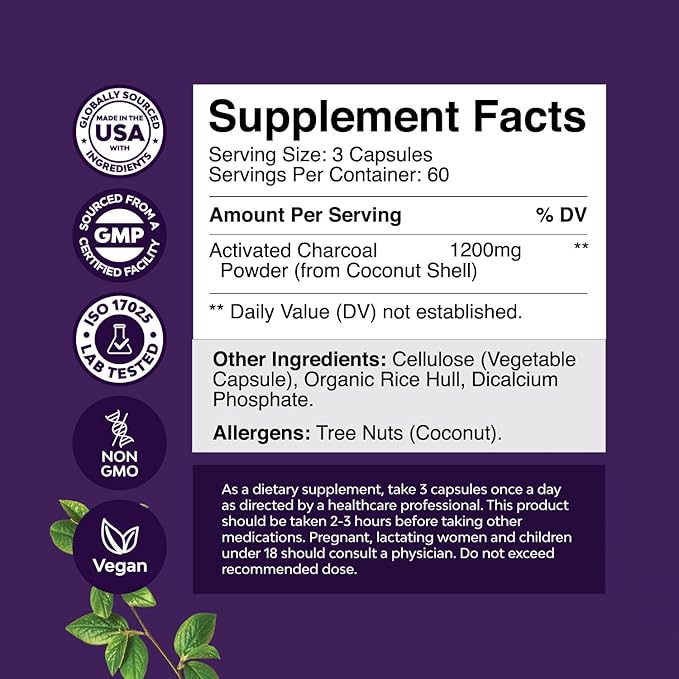 Bundle of Pure Green Coffee Bean Extract for Antioxidant Heart Health Mental Focus and Size Reduction and Cleanse and Detox Activated Charcoal Capsules for Bloating Relief and Body Detox Cleanse