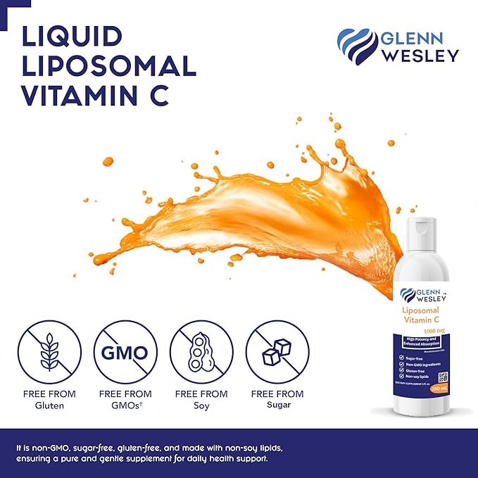 Liquid Liposomal Vitamin C 1000mg (5 Fl. Oz. 150ml) 30 Servings - Sugar-Free, Non-GMO, Gluten-Free Dietary Supplement - High Potency and Enhanced Absorption