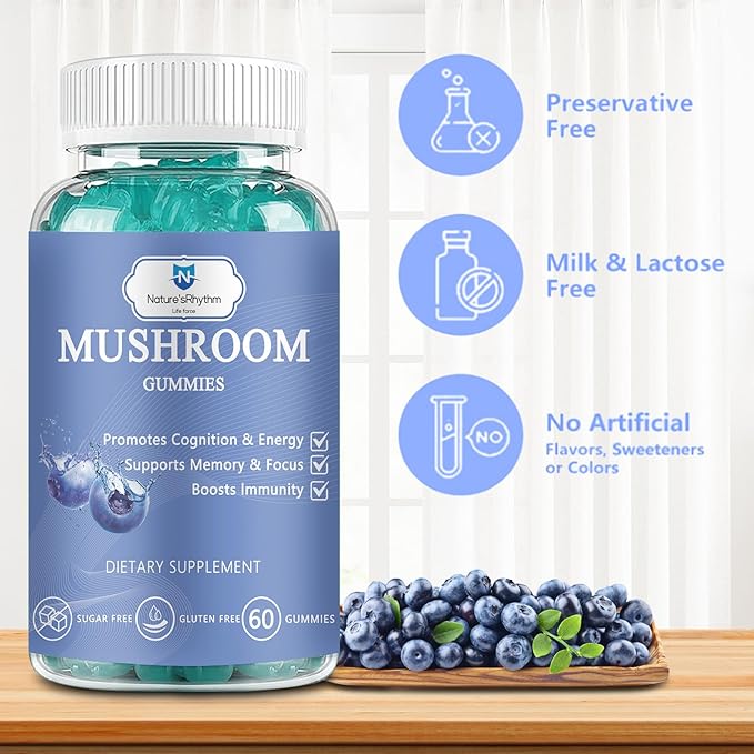 Nature‘s Rhythm Magnesium Gummies 500mg - 65 Ct | Magnesium Glycinate Supplements, with Magnesium L-Threonate,Vitamin D, B6, and CoQ10 - Blueberry Flavor