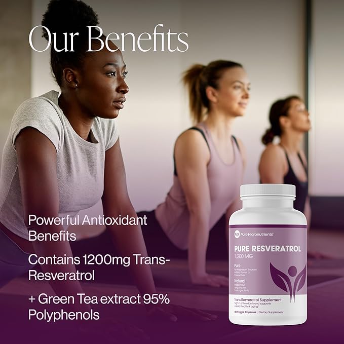 Pure Resveratrol Supplement - Extra Strength 600mg Trans-Resveratrol Per Serve - for Heart, Cognitive, Immune Health Support – Purified & Bioavailable - 60 Vegan Caps