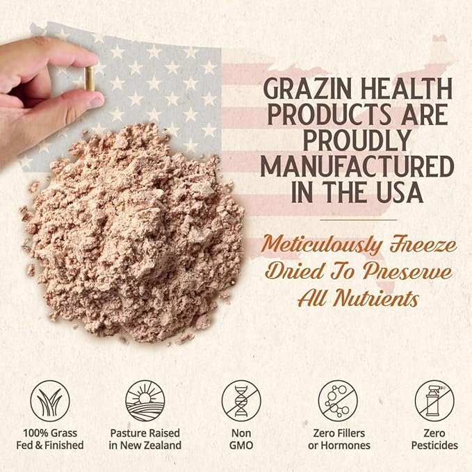 Grass Fed Beef Liver from New Zealand - Freeze Dried 3000mg per Serving (500mg per Capsule) (30 Servings)