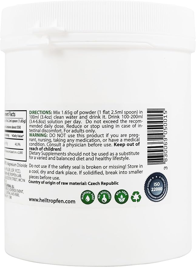 2 Pounds Magnesium Chloride Hexahydrate | Pharmaceutical Grade Ingredients | Crystal Powder | Pure Ph. EUR., BP, USP, 100% | Heiltropfen®