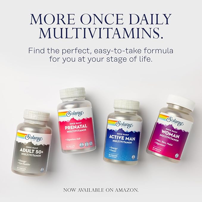 SOLARAY Once Daily High Energy Multivitamin for Women and Men - Energy Supplements - Immune Support w/Vitamin C, A, D and E, Vitamin B Complex, Trace Minerals, 60-Day Guarantee, 120 Serv, 120 VegCaps
