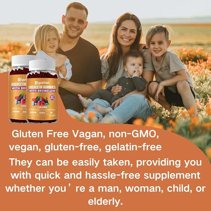 Quercetin - Quercetin with Bromelain, Zinc & Vitamin C - Quercetin 1000mg Supplement for Immune System Support - Pure Quercetin for Kids and Adults - Non-GMO 60 Count Quercetin