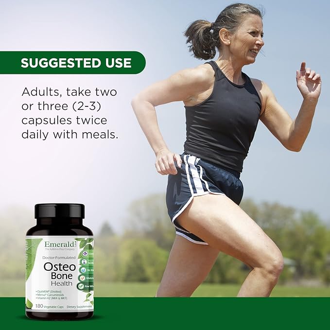EMERALD LABS Osteo Bone Health - Immune Support & Bone & Joint Supplement with Vitamin D3, K2, Calcium, Magnesium, OptiMSM, Meriva Phytosome & More - 180 Vegetable Capsules
