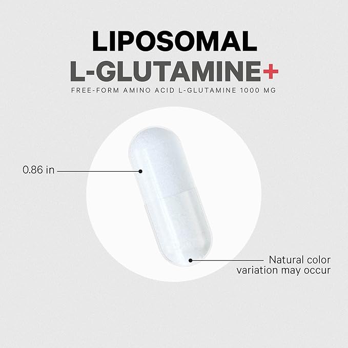 Codeage Liposomal L-Glutamine Capsule Supplement - 1,000 mg L-Glutamine per Serving - 3-Month Supply - Liposomal Delivery, Vegan Pills, Non-GMO, Gluten-Free Amino Acid - 180 Capsules