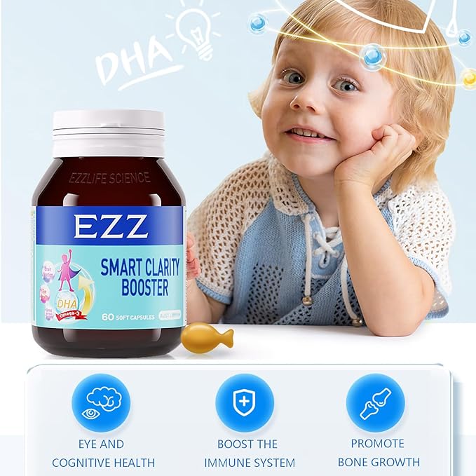 Smart Clarity Booster, Brain Booster Supplement for Focus, Memory, Clarity, Energy, Support Supplement with DHA, for Brain and Cognitive Development, 60 Capsules