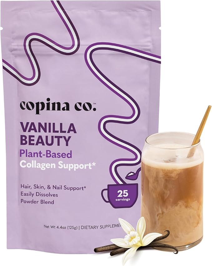 Vanilla Beauty Vegan Collagen Booster Creamer: Plant Based Collagen Support Smoothie Drink Vegan Creamy Blend | Vanilla Flavor | 1 Bag - 25 Servings per Bag