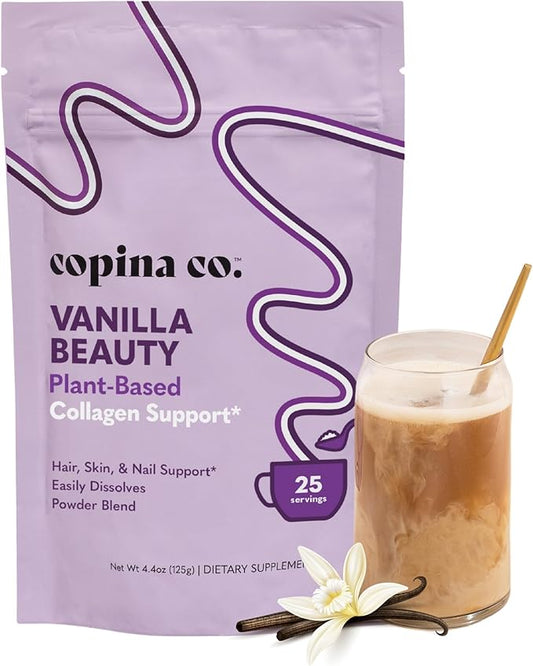 Vanilla Beauty Vegan Collagen Booster Creamer: Plant Based Collagen Support Smoothie Drink Vegan Creamy Blend | Vanilla Flavor | 1 Bag - 25 Servings per Bag