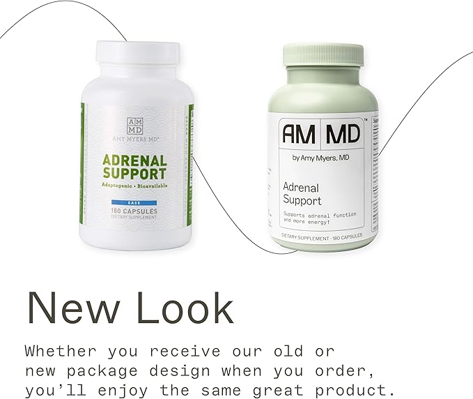 Dr. Amy Myers Adrenal Support - Best Natural Formula to Support Adrenal Fatigue, Cortisol Health, Stress Relief - Ashwagandha, Rhodiola Rosea, Riboflavin, Vitamin C, B6 + More - 180 Capsules