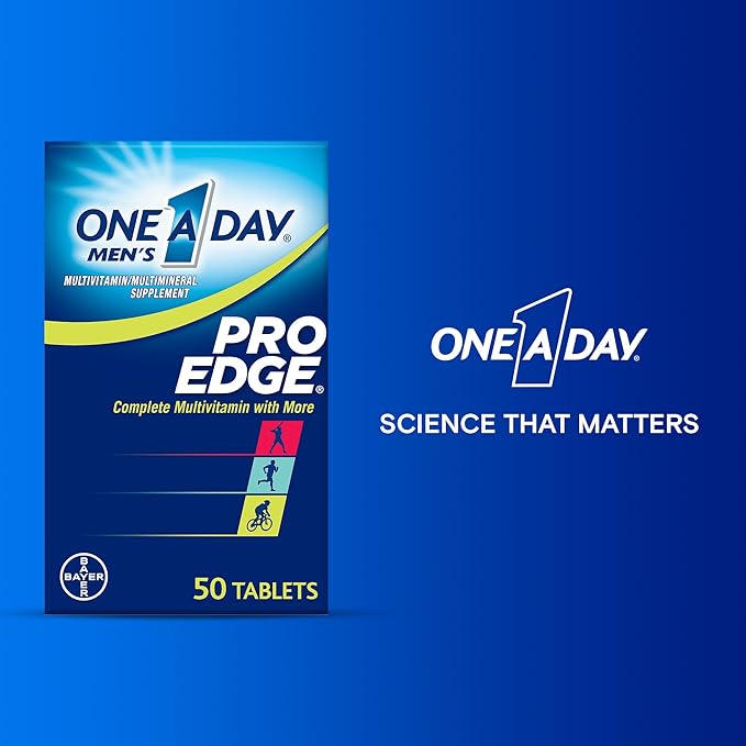 One A Day Men’s Pro Edge Multivitamin, Supplement with Vitamin A,C,D, E and Zinc for Immune Health Support and Magnesium for Healthy Muscle Function, 50 Count
