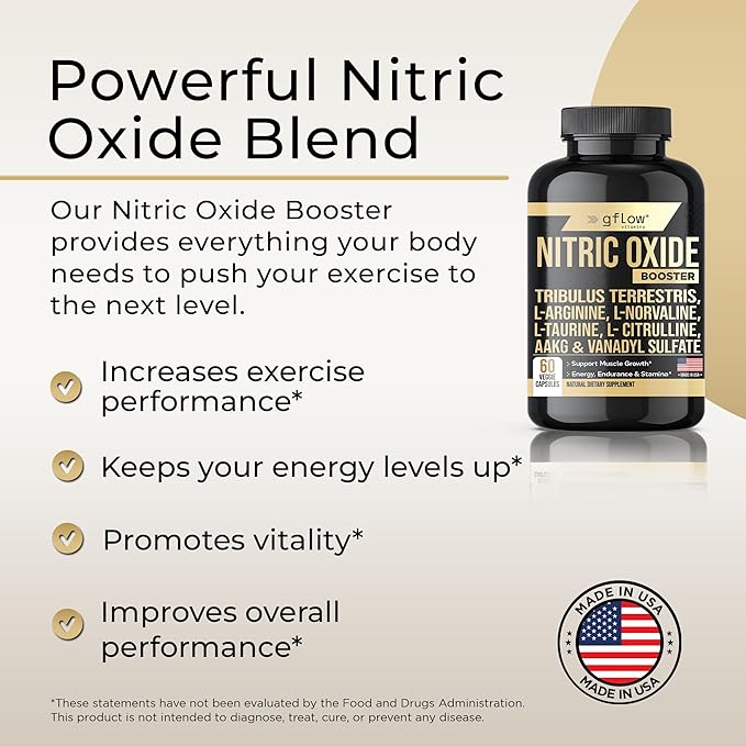 Nitric Oxide Booster - L-Arginine + L- Citrulline + AAKG+ L-Taurine+ L-Norvaline + Vanadyl Sulfate