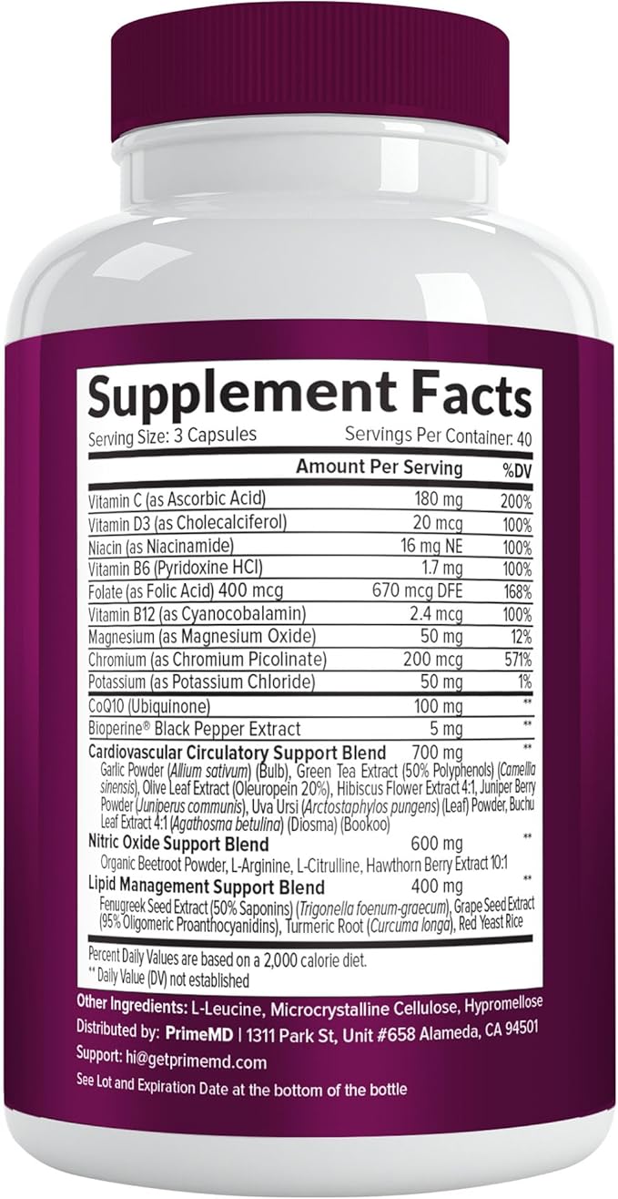 26-in-1 Nitric Oxide Supplement - Blood Pressure Supplements for Heart Health with Coq 10, Organic Beet Root Capsules with Hawthorn Berry and Garlic, 2103mg Per Serving (120 ct, 2 Pack)