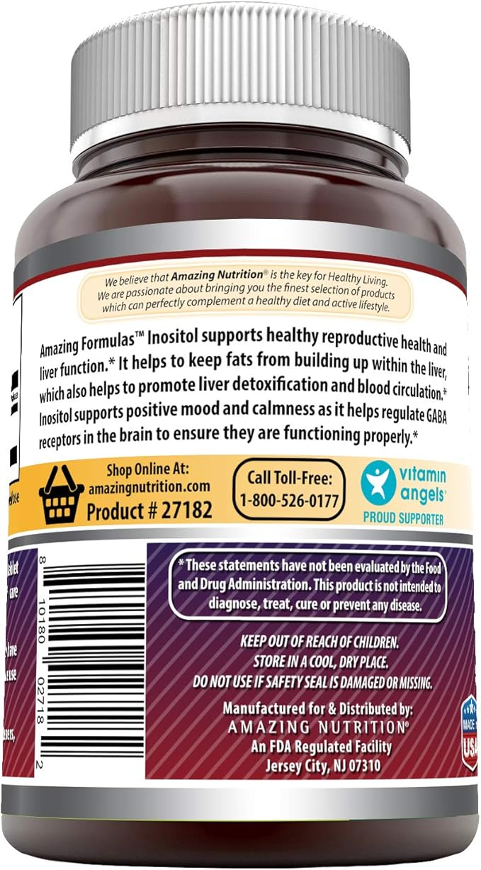 Amazing Formulas Inositol - 1000 Mg, Tablets - Promotes Reproductive Health - Reduces Stress & Promotes Healthy Mood - Promotes Circulation & Liver Function (120 Count (Pack of 2))