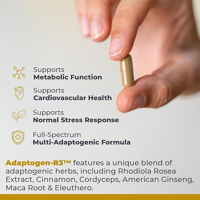 Premier Research Labs Adaptogen-R3: Adaptogen Supplements, Rhodiola Rosea Supplement with Maca Root, Complex for Stress, Heart & Metabolic Health - 90 Vegetarian Capsules