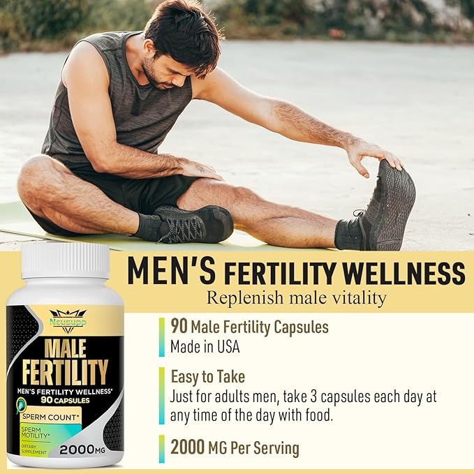 Fertility Supplements for Men, Male Fertility Supplement - Optimal Sperm Count, Motility and Strength, 2000MG Mens Prenatal Vitamins with CoQ10 Maca Root, Zin, NAC &Folate for Conception - 90 Capsules