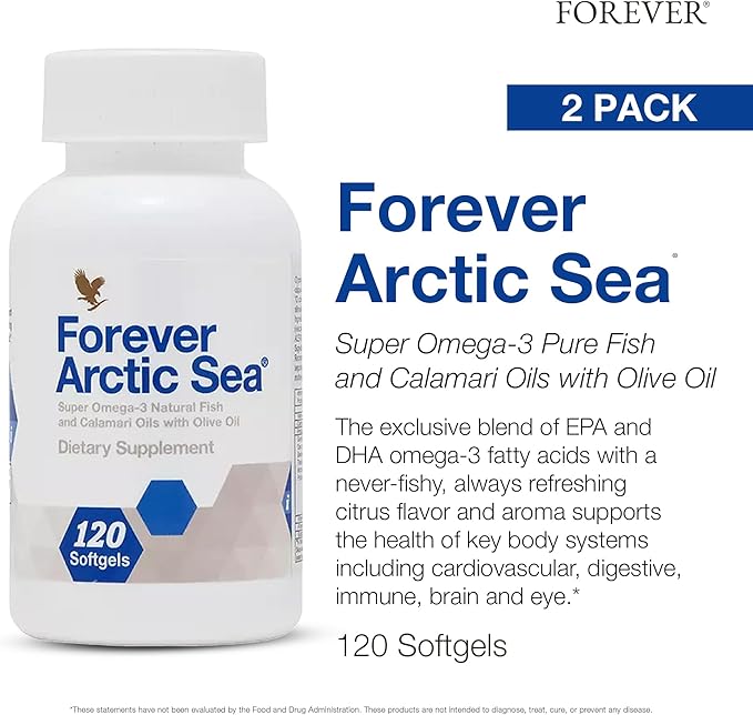 Forever Living - Arctic Sea Omega-3 Supplement - EPA and DHA Blend for Heart, Brain and Eye Health - Gluten-Free - 240 Softgels (Pack of 2)