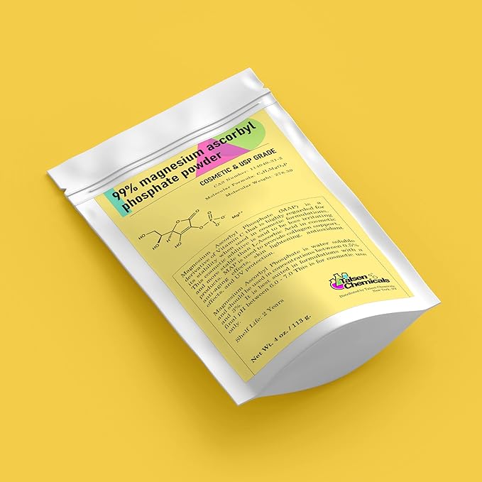 Magnesium Ascorbyl Phosphate Powder, Magnesium Ascorbyl Phosphate Stable Vitamin C, Magnesium Ascorbyl Phosphate MAP Powder for DIY Skincare Products Talsen Chemicals (4 Ounce / 113 Grams)