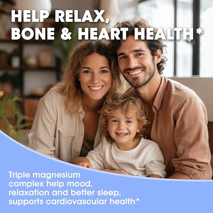 Magnesium Glycinate Liquid Drops 500mg with Taurate & Citrate for Women, Liquid Magnesium Supplement with Potassium & Omega3 for Sleep, Calm and Relax, High Absorption, Blueberry Flavor, 2 Fl Oz