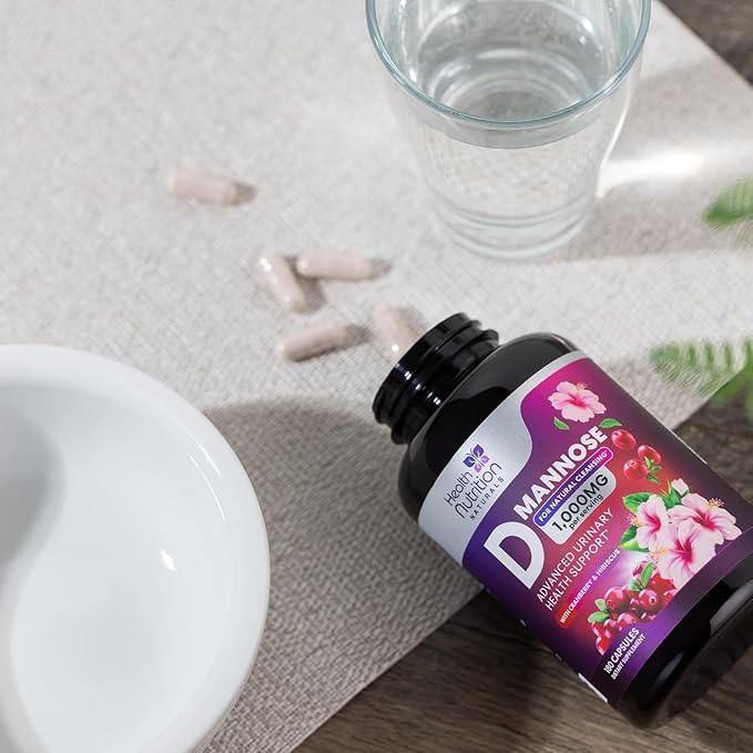 D-Mannose with Cranberry, Hibiscus & Dandelion 1350mg Advanced Formula – Urinary Tract Support Supplement for Women & Men – Flush & Cleanse Impurities – Non-GMO, Vegan for Women & Men – 180 Capsules