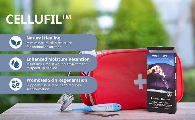Cellufil® Collagen Particles for Advanced Wound Care – 100% Non-Hydrolyzed Bovine Collagen for Tissue Regeneration, First Aid & Minor Bleeding, One Vial